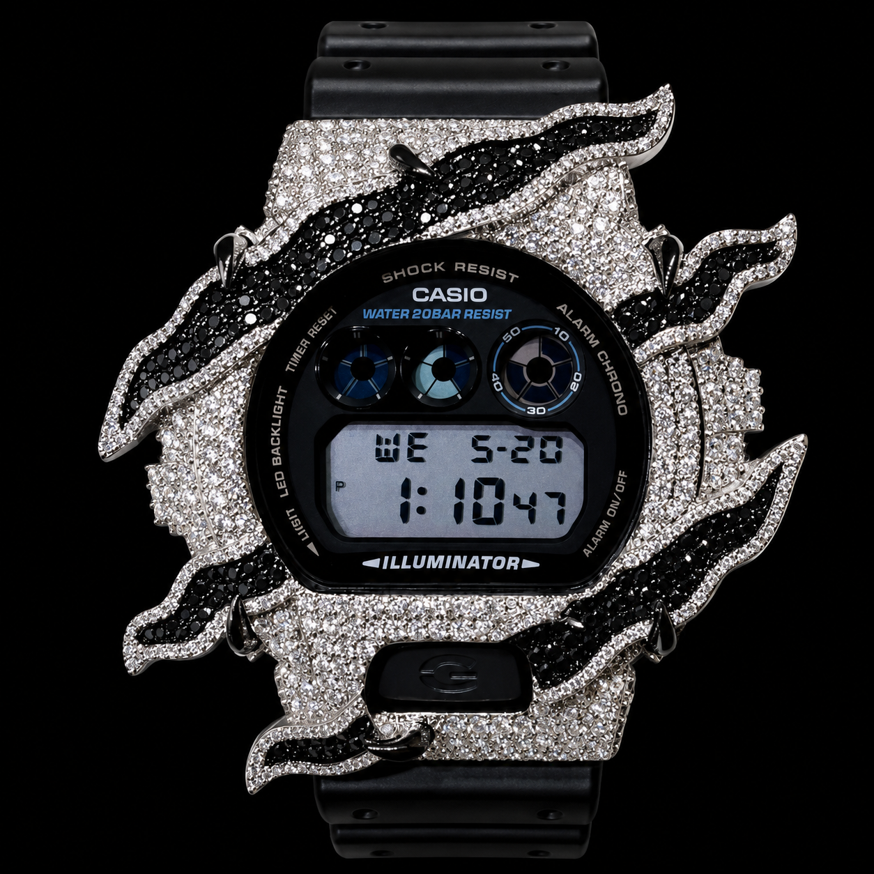 Boitier Flame Casio- DW6900 - Moissanite VVS1 Silver925 - RichesWatch